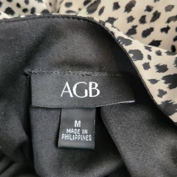 AGB Animal Leopard Spot Blouson Business Career Casual Flowy Comfy Dress - Picture 10 of 11